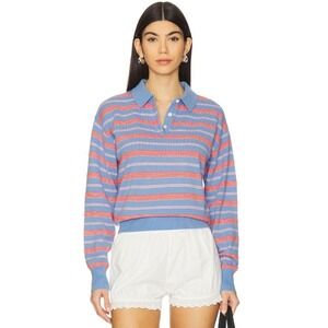 Guest in Residence Collegiate Stripe Polo Cashmere Sweater XS NWT
